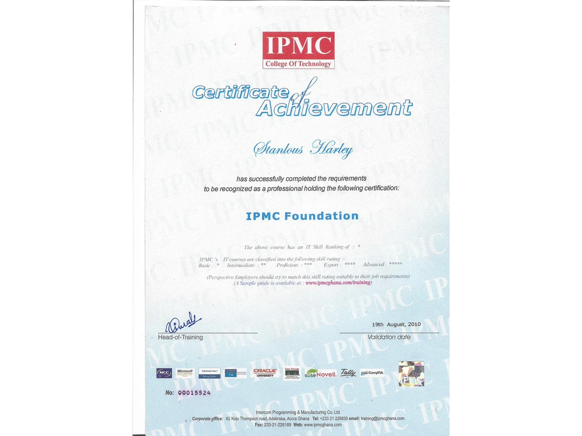 IPMC IT Foundation certificate