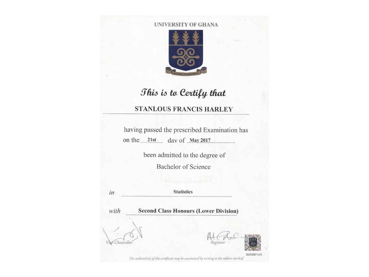 University of Ghana BSc certificate